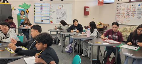 Spanish 1 and 2 are high school courses. Students work on writing and speaking the language.